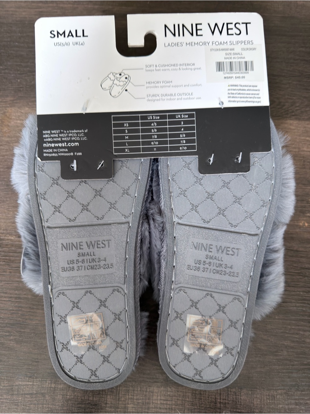 Nine West Gray Fuzzy Slippers - Picture 2 of 5